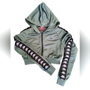 Womens Kappa Green Cropped Zip-Up Jacket Size Small